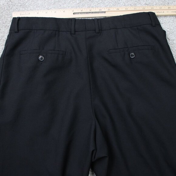 BOSS Hugo Boss Pants Mens 34x30 Black Pasolini/Movie US Virgin Wool Flat Front - Picture 7 of 13